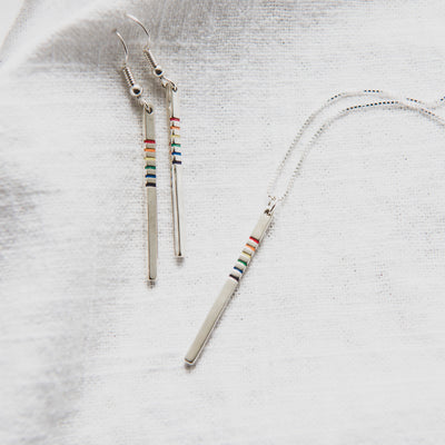 Pride Jewelry, Rainbow Drop Earrings in Sterling Silver