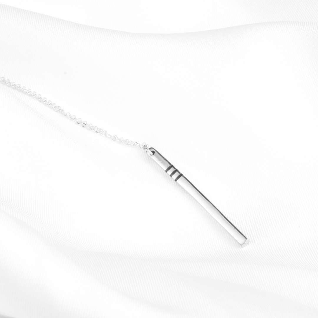 Sterling Silver Vertical Bar Necklace with Pinshell Inlay | T.Skies Jewelry