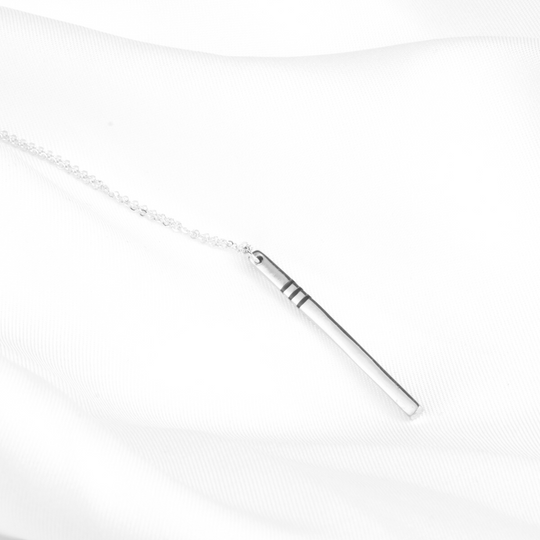 Sterling Silver Vertical Bar Necklace with Pinshell Inlay | T.Skies Jewelry