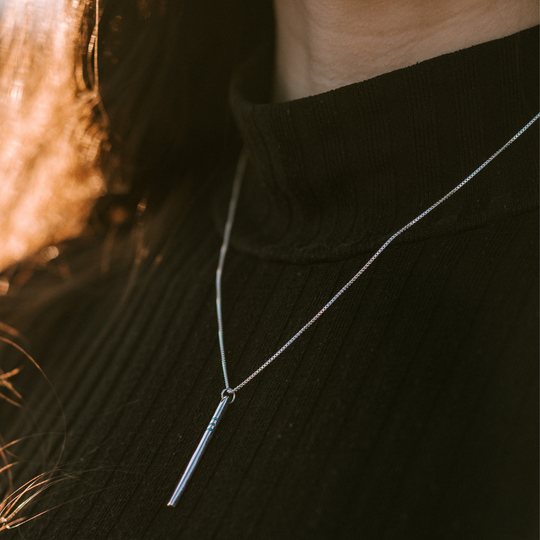 Sterling Silver Vertical Drop Pendant with Turquoise Inlay | T.Skies Jewelry