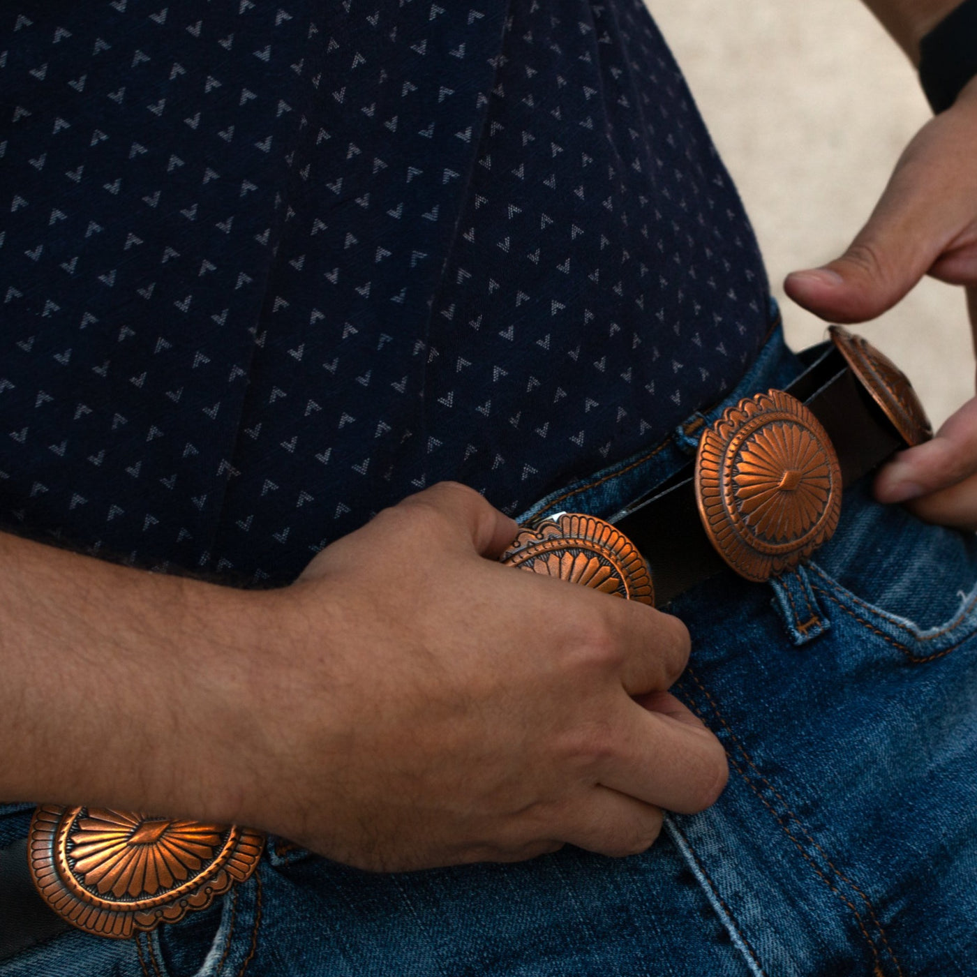 Leather Copper Concho Belt