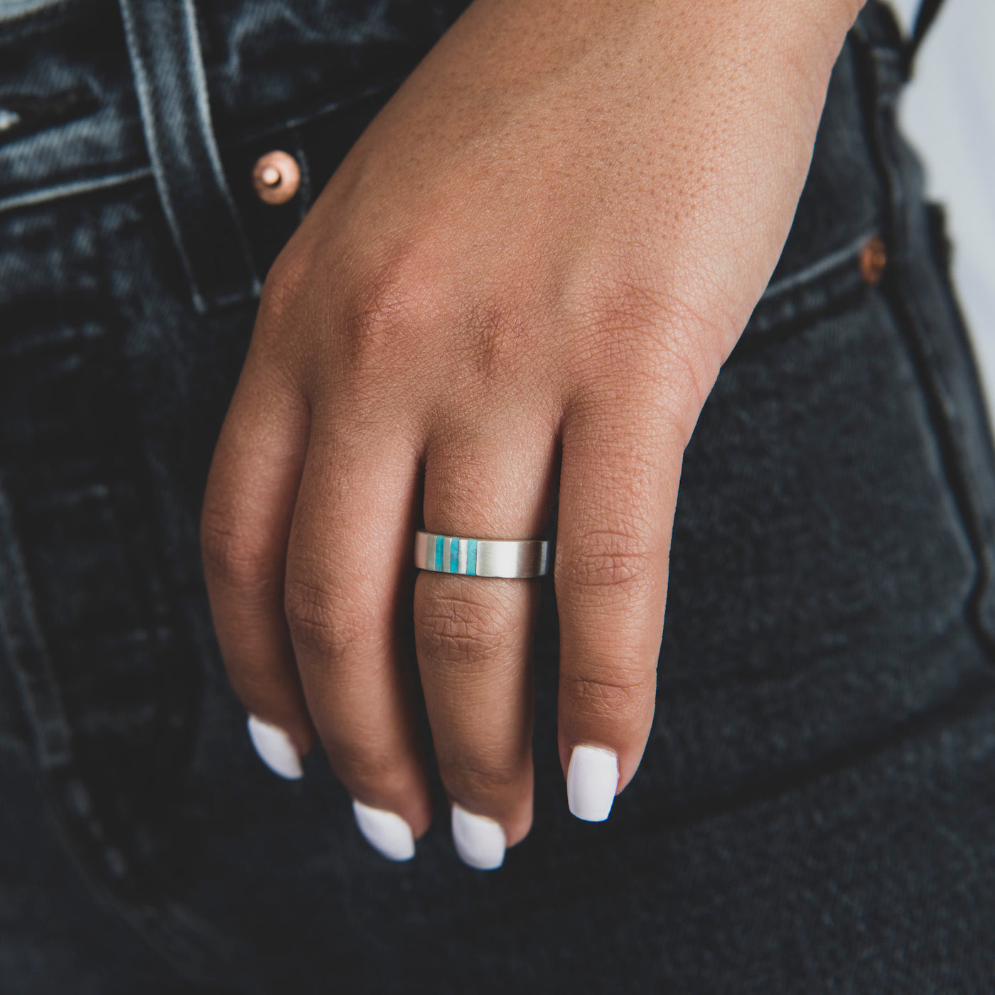 Turquoise Wedding Band Ring | T.Skies Jewelry
