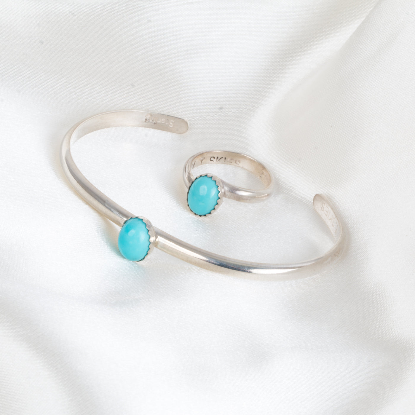 Turquoise Stone Bracelet  and Ring Set by TSkies