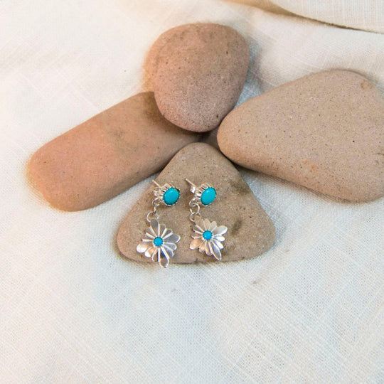 Handcrafted Earrings Made with Sterling Silver and Turquoise