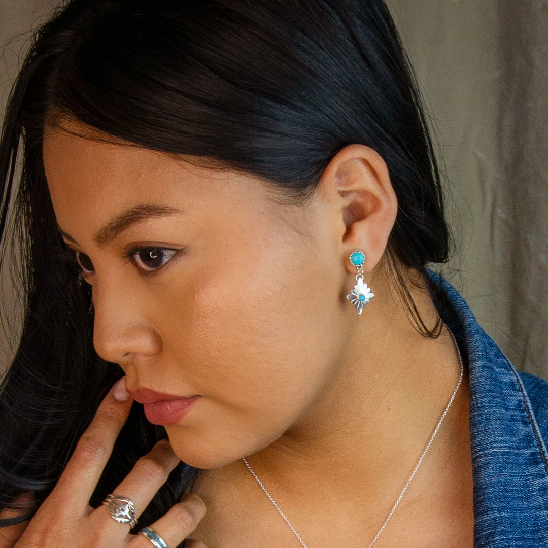 Turquoise Stone Drop Earrings