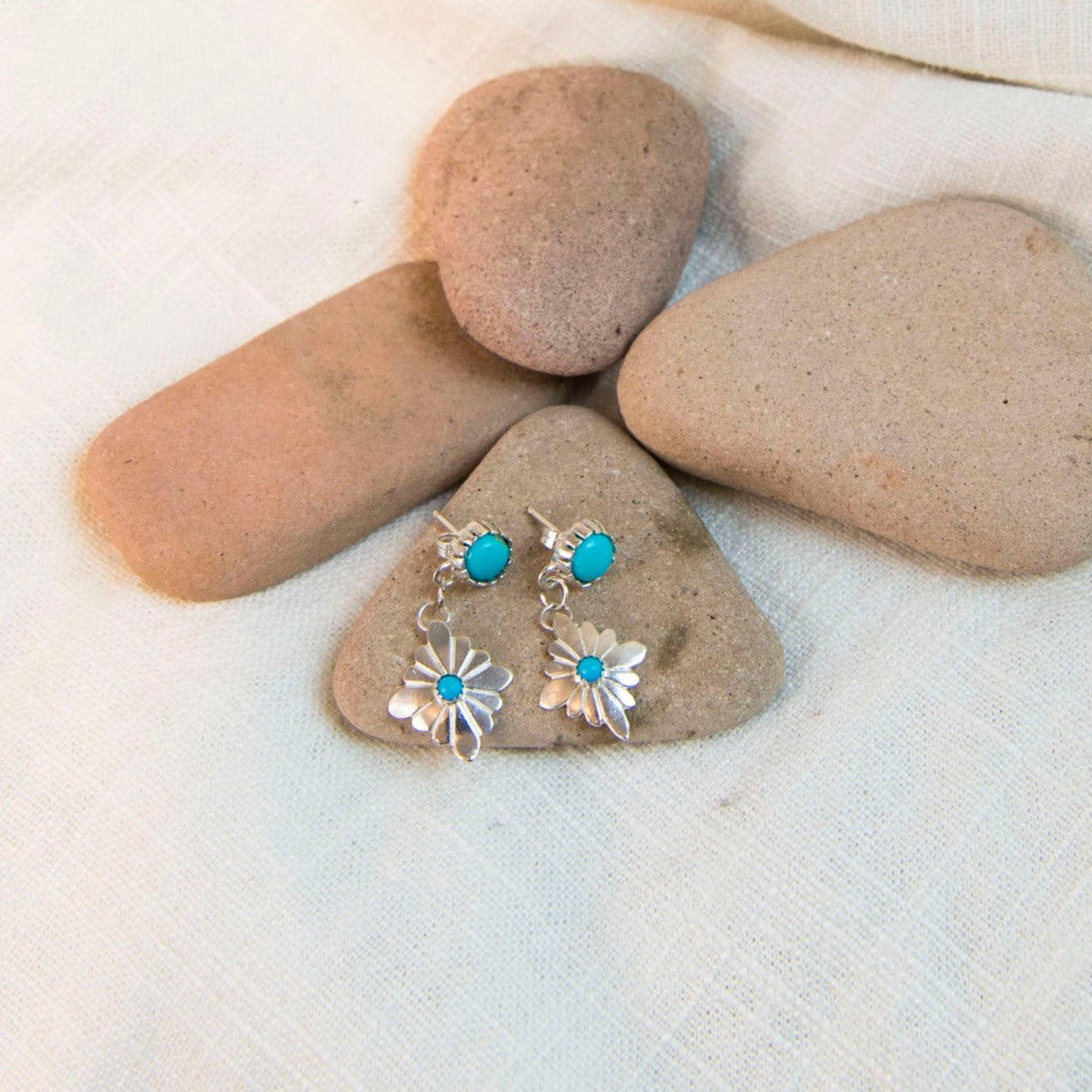 Handcrafted Earrings Made with Sterling Silver and Turquoise
