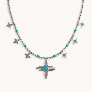 Silver and Turquoise Zia Necklace by TSkies