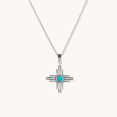 Turquoise and Silver Sun Necklace by TSkies