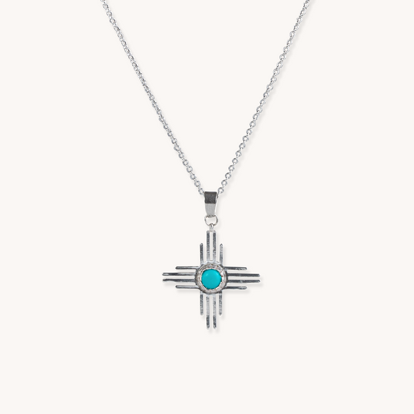 Turquoise and Silver Sun Necklace, Shop Turquoise – T.Skies Jewelry