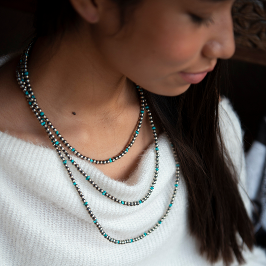 Southwest Desert Pearls Necklace with Silver