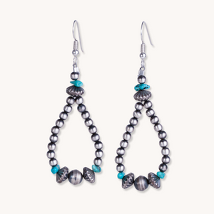 Hoop Pearl Earrings with Turquoise
