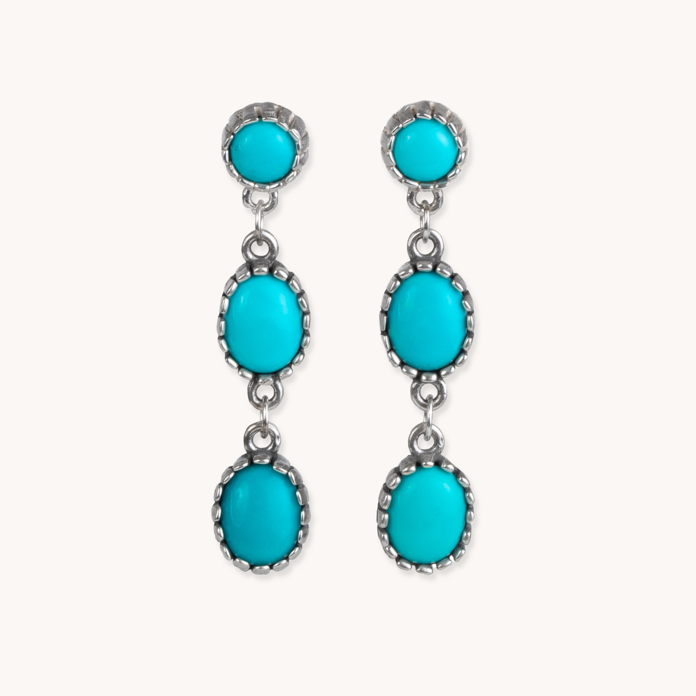 Handmade Silver and Turquoise Drop Earrings by TSkies