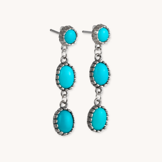 Handmade Silver and Turquoise Drop Earrings by TSkies