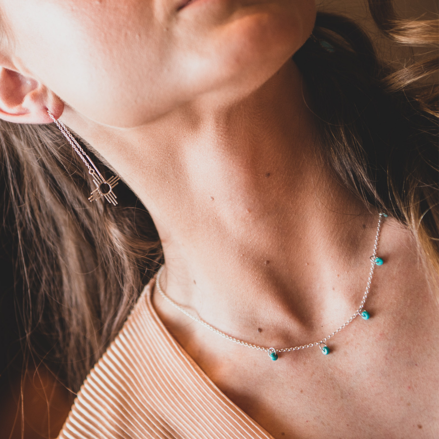 Minimalist Necklace featuring Turquoise Stones