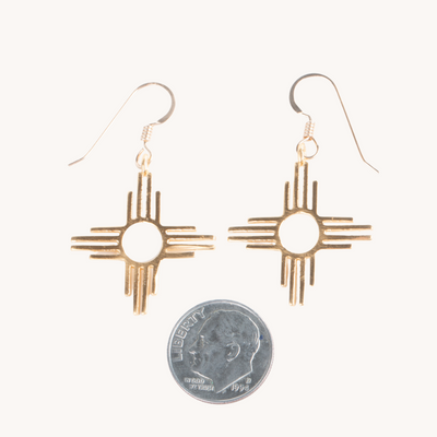 Gold Zia Symbol Earrings by T.Skies Jewelry